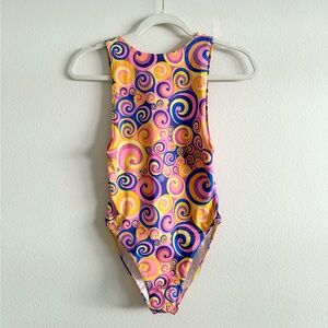 Freedom Rave Wear bright multicolor one piece swimsuit/bodysuit retro groovy S